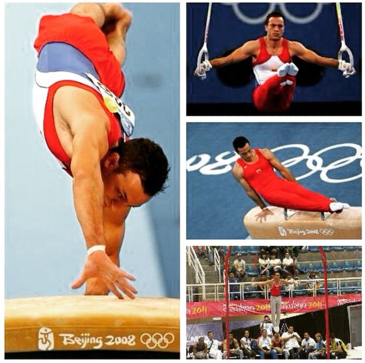 José Luis Fuentes competing for Venezuela at the Beijing 2008 Olympic Games on vault, rings and pommel horse